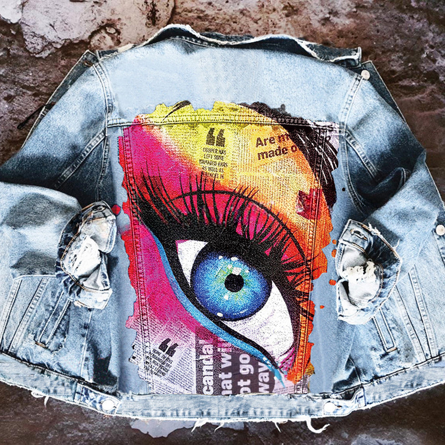 Halloween Print Long Sleeve Denim Jacket