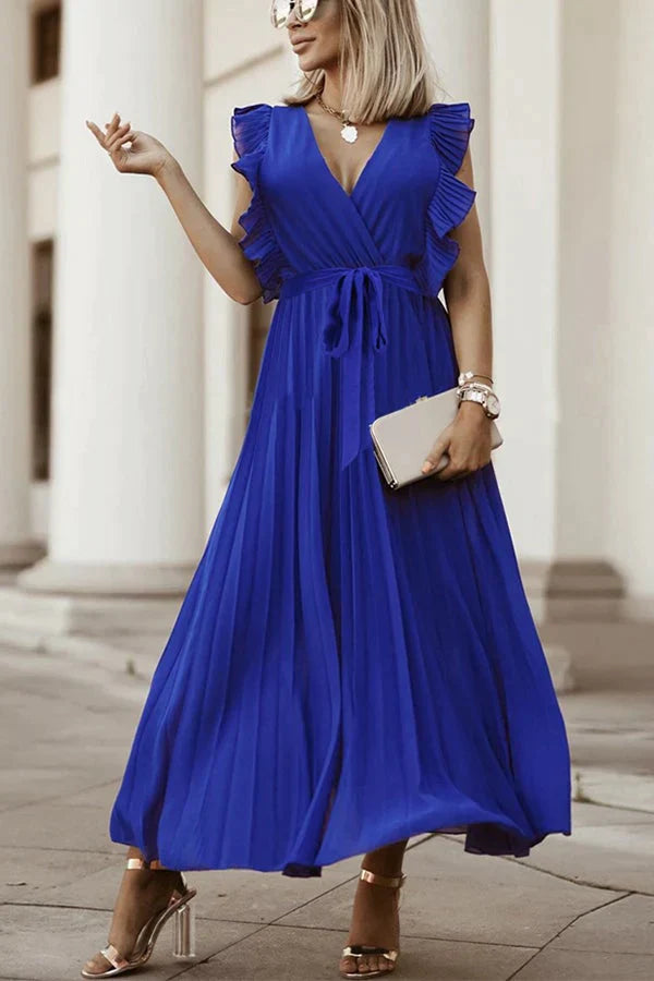 Lost Soul V Neck Pleated Maxi Dress