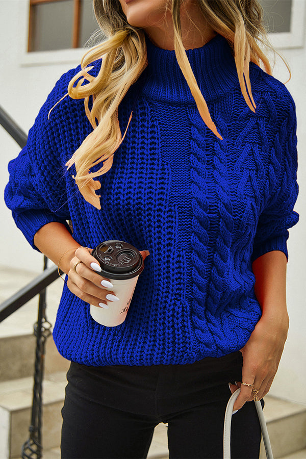 Solid Color Twist Knitted Pullover Knitted Long Sleeved Sweater