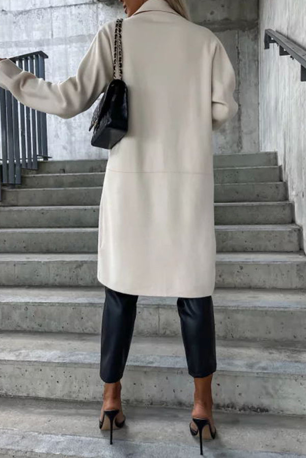 Moody Lapel Pocket Long Sleeve Coat