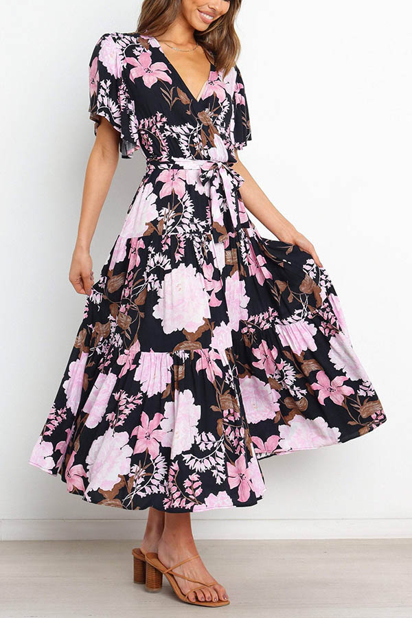 Melody of Summer Floral Ruffle Midi Dress