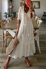 Lovey Dovey Crochet Lace Midi Dress