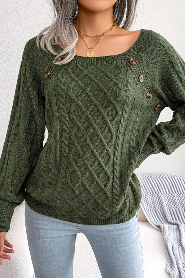 Sweet Life Button Cable Knit Sweater