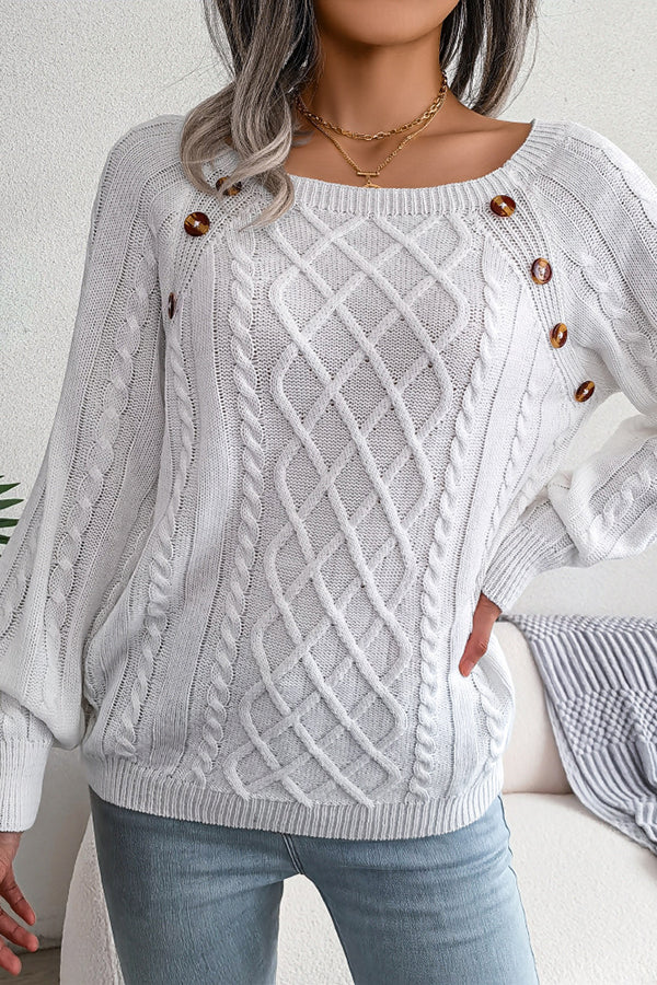 Sweet Life Button Cable Knit Sweater