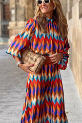 Same Situation Colorblock Printed Midi Dress