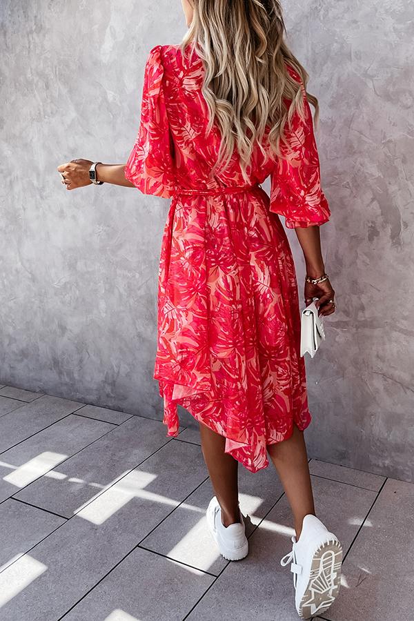 Forevermore Floral Irregular  Midi Dress