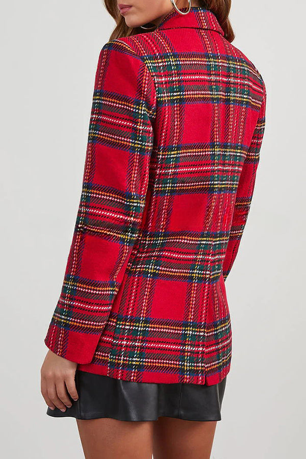 Eve Pocket Checked Long Sleeved Blazer