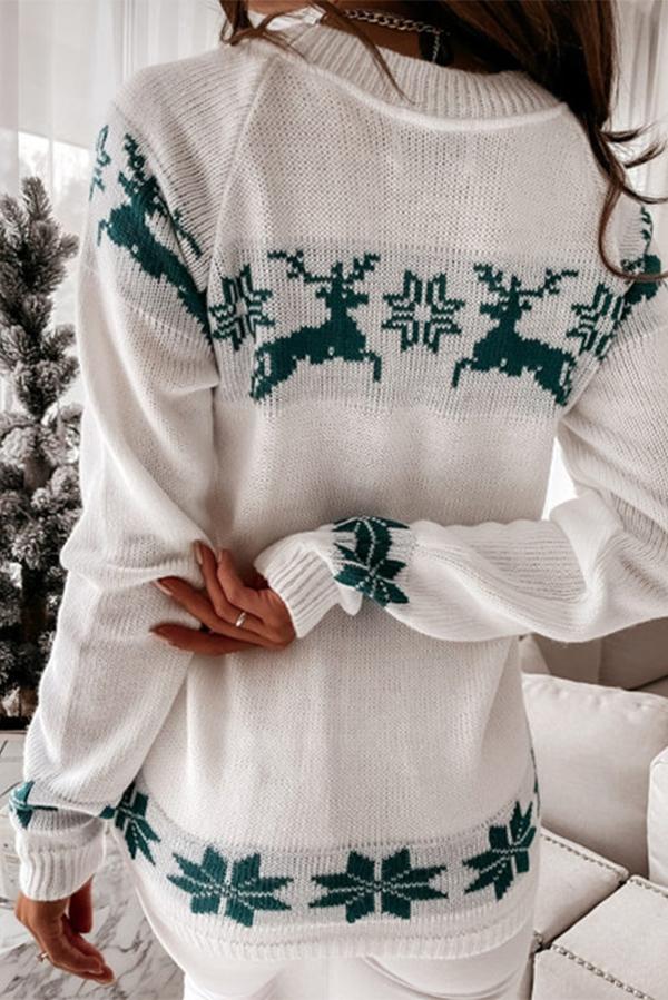 Women's Snowflake Long-sleeved Knitted Christmas Jumper Sweater