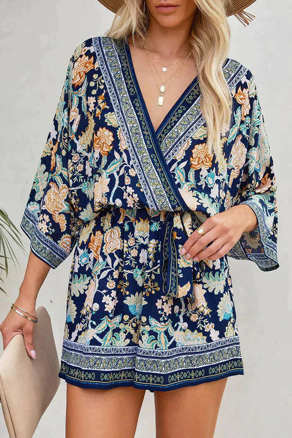 Permanent Vacation Floral Kimono Romper