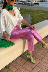 Make It Shimmer Waxed Leather Effect Pocket Pants