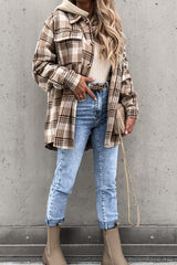 Women's Hooded Plaid Jacket Coat