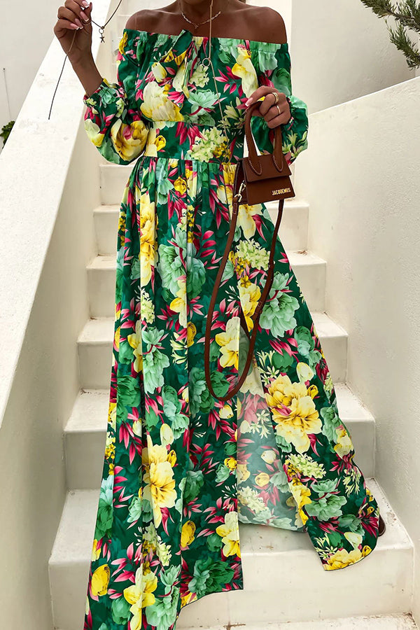 Our Love Connection Tropical Off Shoulder Maxi Dress