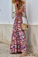 Pursue Your Passion Floral Ruffle Sleeve Maxi Dress