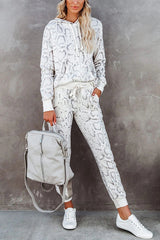 Kylan Snake Printed Hooded Pants Suit