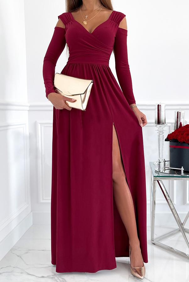 Rose Garden Split Sleeve Elegant Maxi Dress