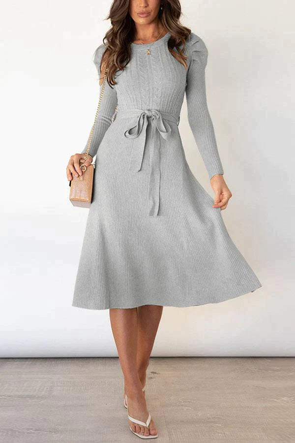 Bubble Long-sleeved Knitted Mid-length Dress