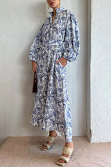 Transform Your Wardrobe Jungle Print Belt Pocketed Shirt Maxi Dress