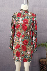 Rosie Moments Floral Applique Long Sleeve Mini Dress