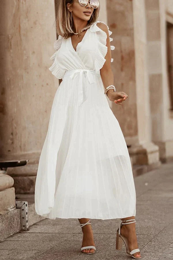 Lost Soul V Neck Pleated Maxi Dress