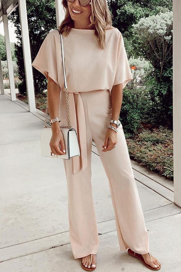 Spring Scene Tie Loose Jumpsuit