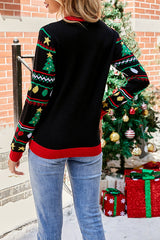 Christmas Print Crew Neck Long Sleeve Sweater