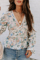 Sira Floral Crochet Peplum Blouse