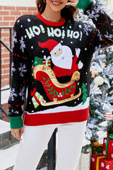 Christmas Print Crew Neck Long Sleeve Sweater