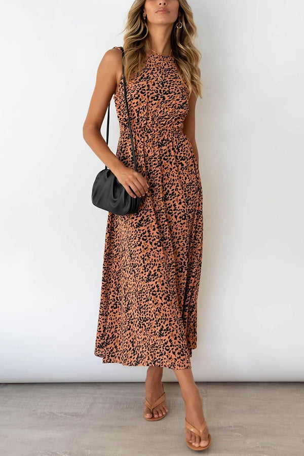 Shane Animal Print Backless Maxi Dress