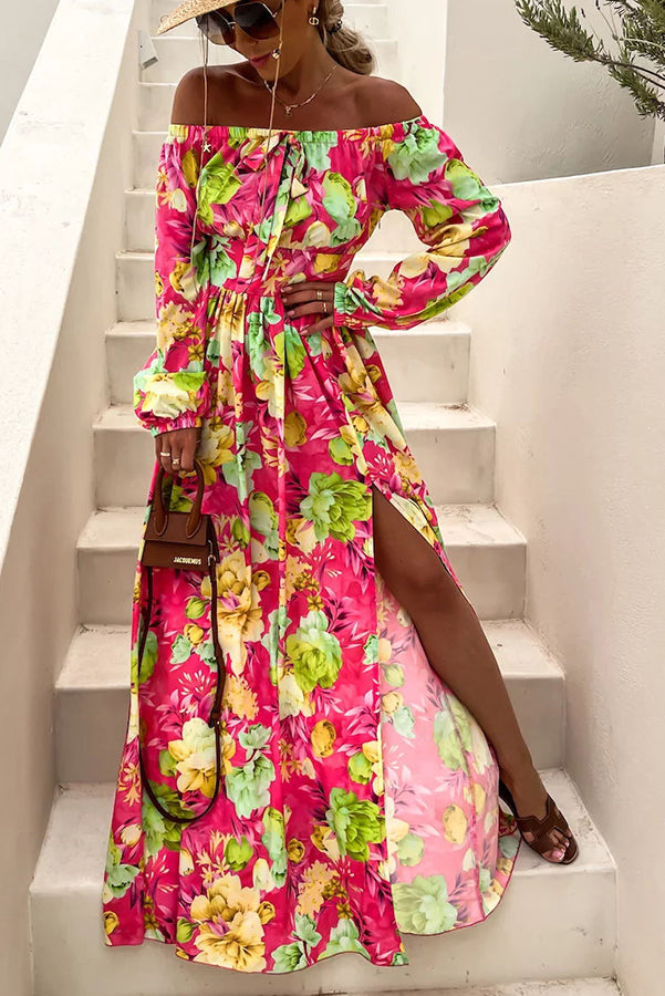 Our Love Connection Tropical Off Shoulder Maxi Dress