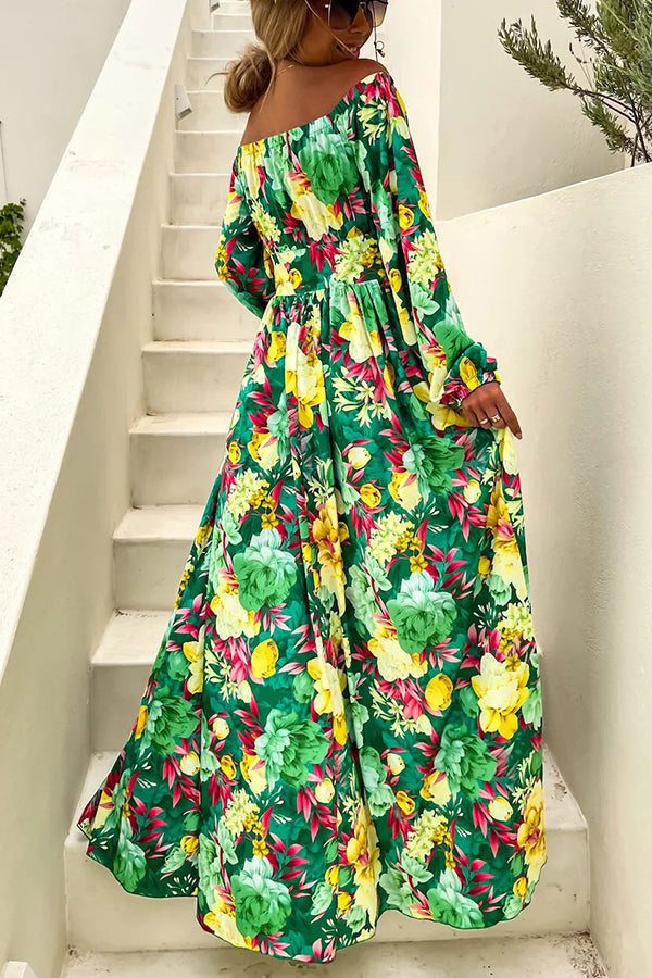 Our Love Connection Tropical Off Shoulder Maxi Dress