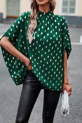 Eliana Polka Dot Print Dolman Sleeve Loose Blouse