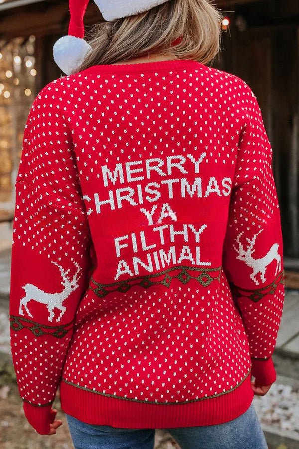 Merry Christmas Ya Filthy Animal Long Sleeve Pullover Sweater