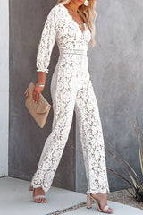 I Can't Resist Lantern Sleeve Lace Jumpsuit