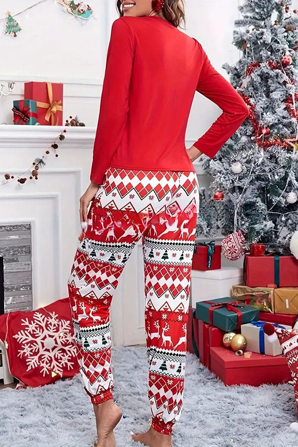 Christmas Is Calling Printed Elastic Waist Lounge Jogger Pajama Set