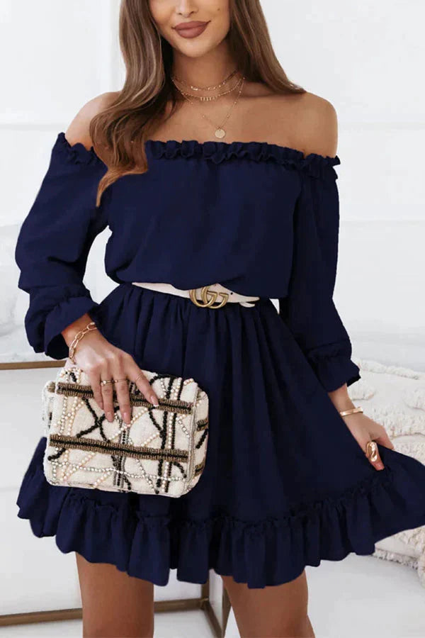 Ray of Sun Off Shoulder Long Sleeve Mini Dress