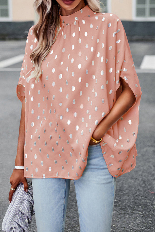 Eliana Polka Dot Print Dolman Sleeve Loose Blouse