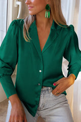 Sophistication Satin Long Sleeve Button Up Blouse