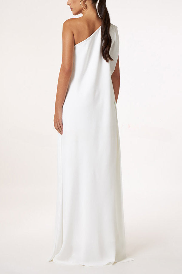 Timeless Charm One Shoulder A-line Elegant Maxi Dress