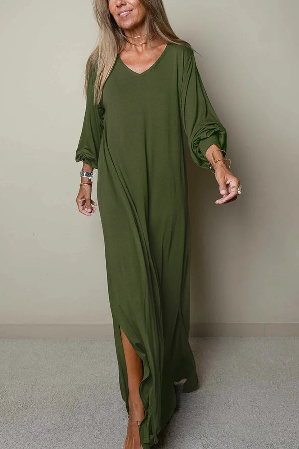 Women Casual V-neck Maxi Dress