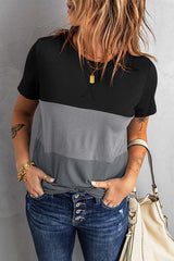 Color-block Loose All-match Short-sleeved T-shirt