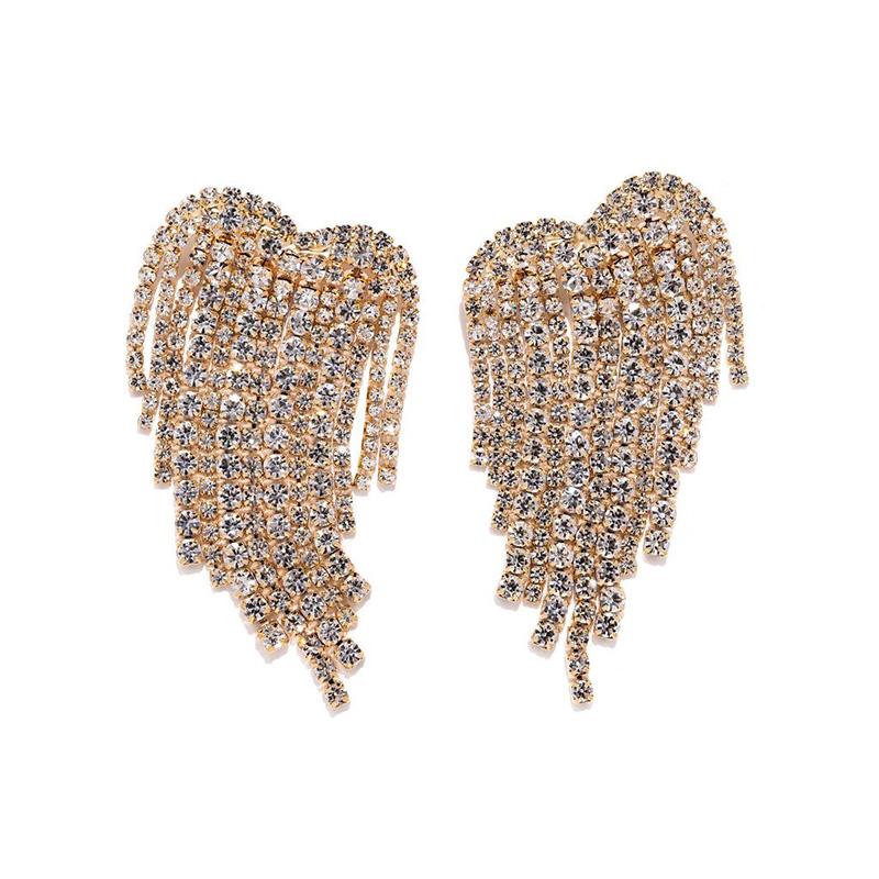 Colorful Heart Sparkling Diamond Tassel Earrings