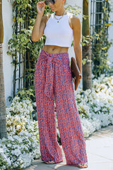 Kassidy Floral High Rise Tie Front Wide Leg Pants