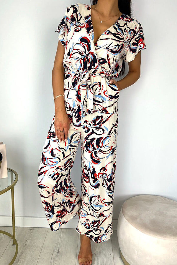 I'm with You Floral Wrap Jumpsuit