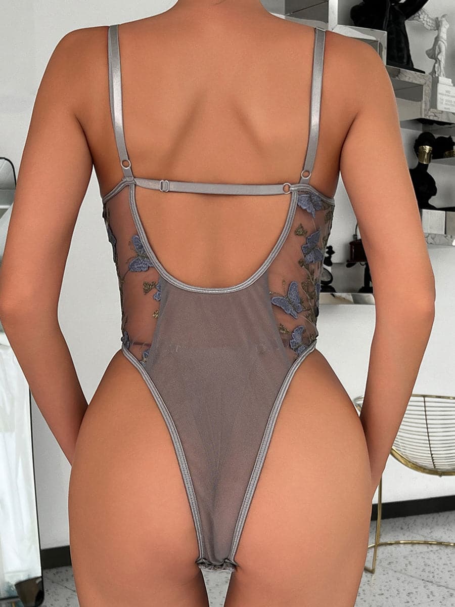 Lace Up Butterfly Embroidery Teddy MSL013