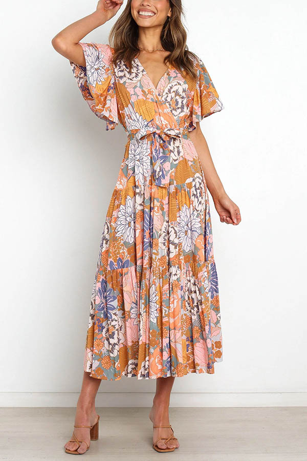 Melody of Summer Floral Ruffle Midi Dress