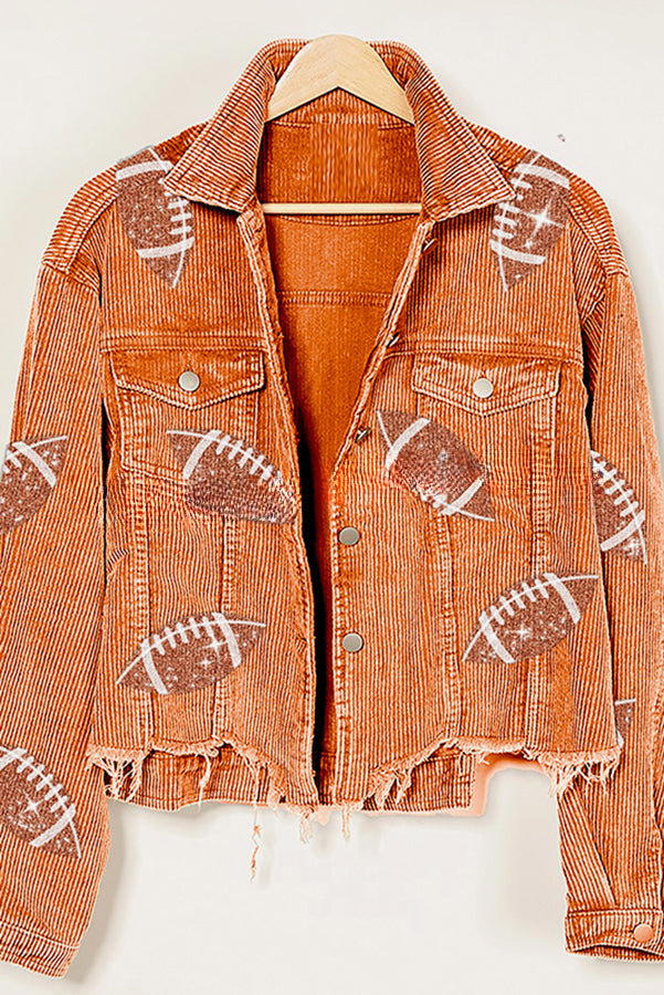 Game Day Rugby Sequined Single Breasted Fringed Jacket