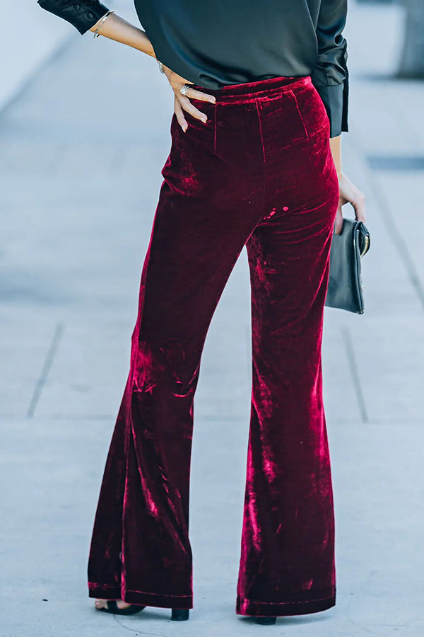 Perfect Glam High Rise Velvet Flare Pants