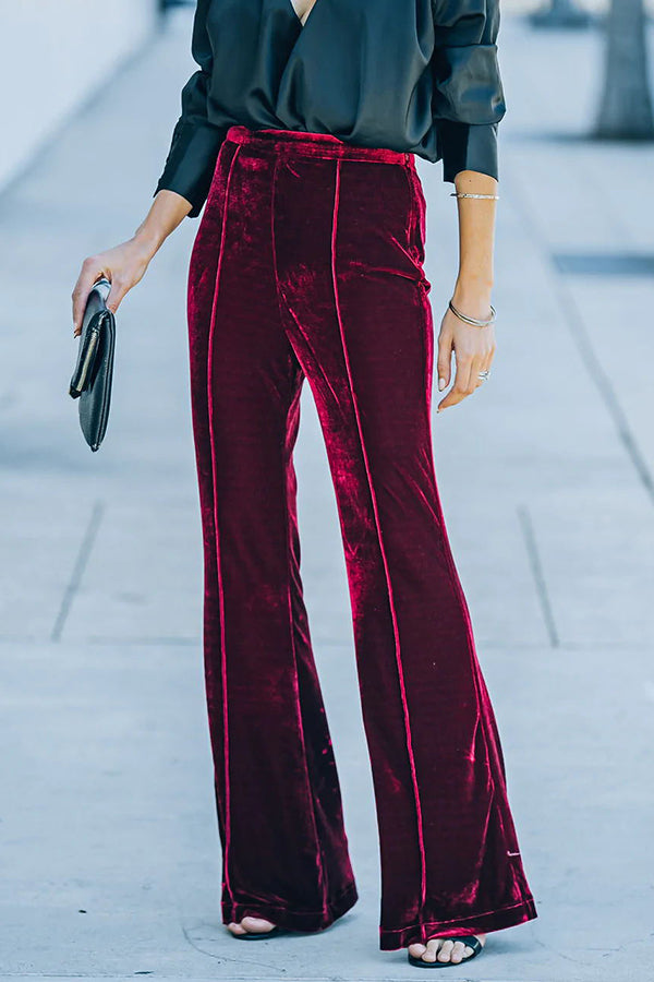 Perfect Glam High Rise Velvet Flare Pants