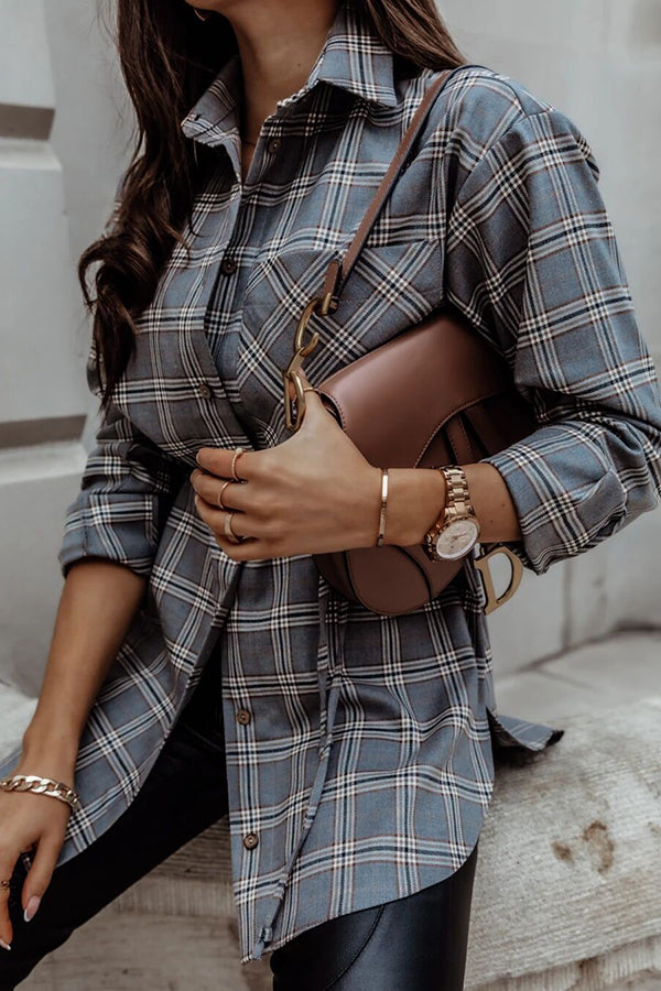 Grab My Hand Plaid Button Up Belt Shirt