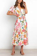 Melody of Summer Floral Ruffle Midi Dress